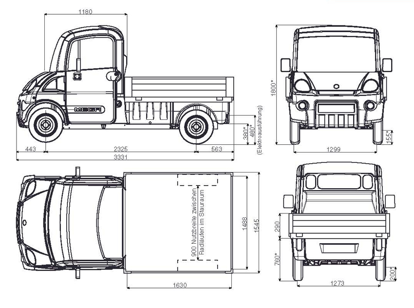 Maße L6e Aixam Multitruck 2